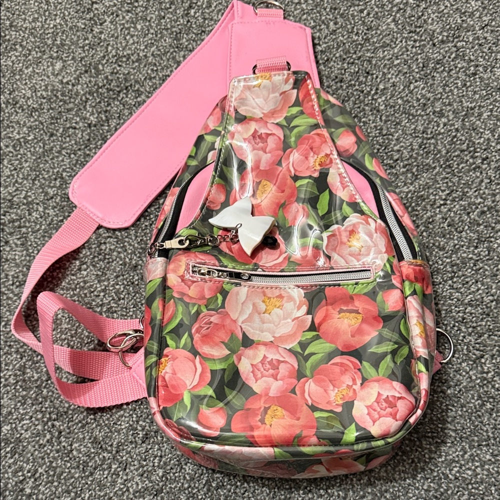 Floral Pink Backpack with Adjustable Strap
